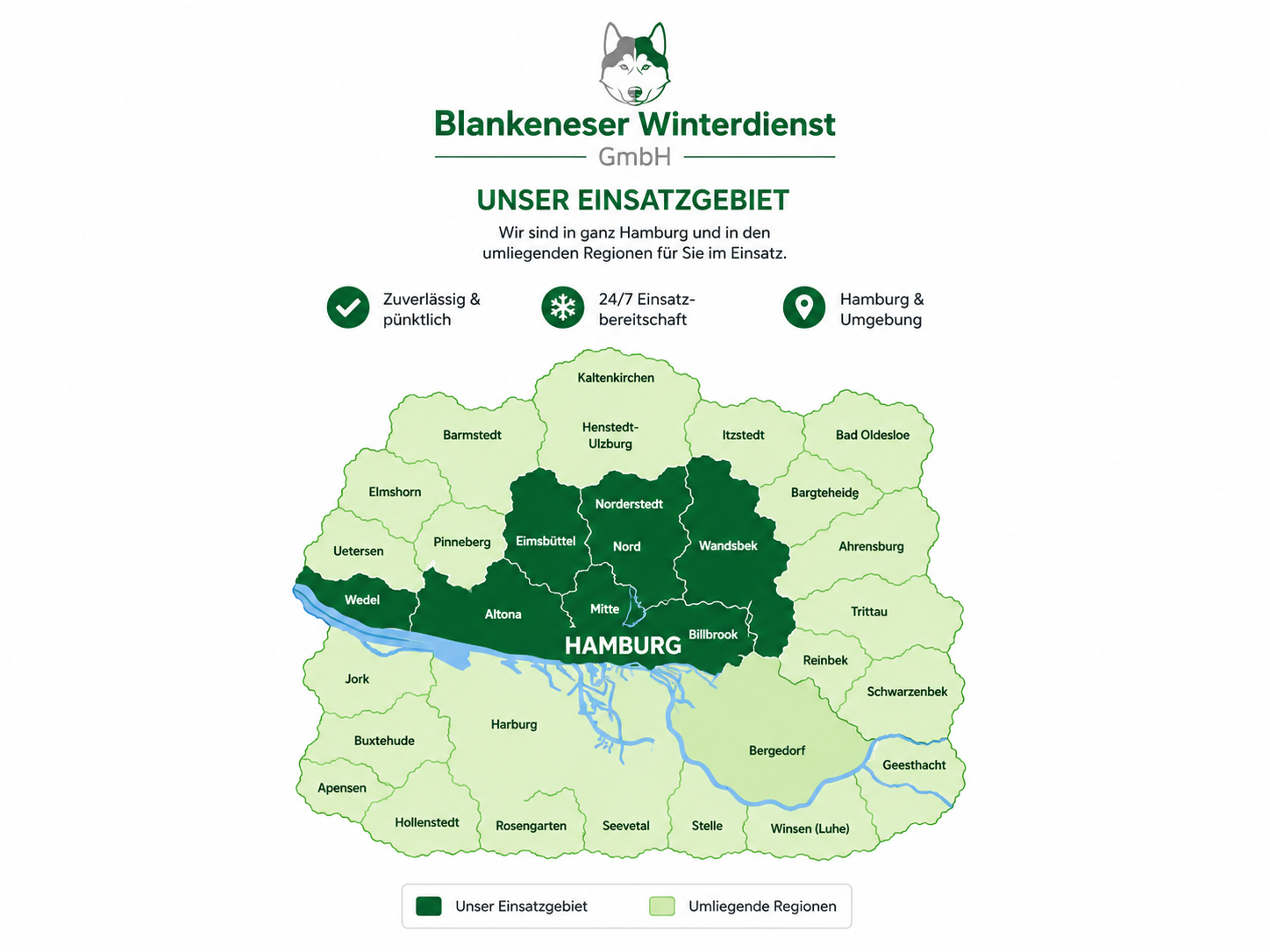 Einsatzgebiet Blankeneser Winterdienst in Hamburg und Umgebung